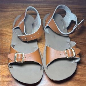 Kids Tan Buckle Strap Sandals with Ankle Support